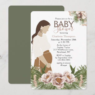 Invitación Ducha para Bebé de Mamá Esperada en Rosa Rubor