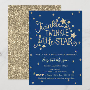 Invitación Ducha para bebé Estrellita Brillante con Purpurina
