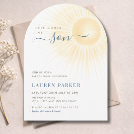 Invitación Ducha para bebé moderno "Aquí viene el niño"