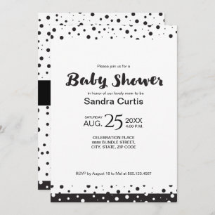 Invitación Ducha para bebé, personalizada, en blanco y negro