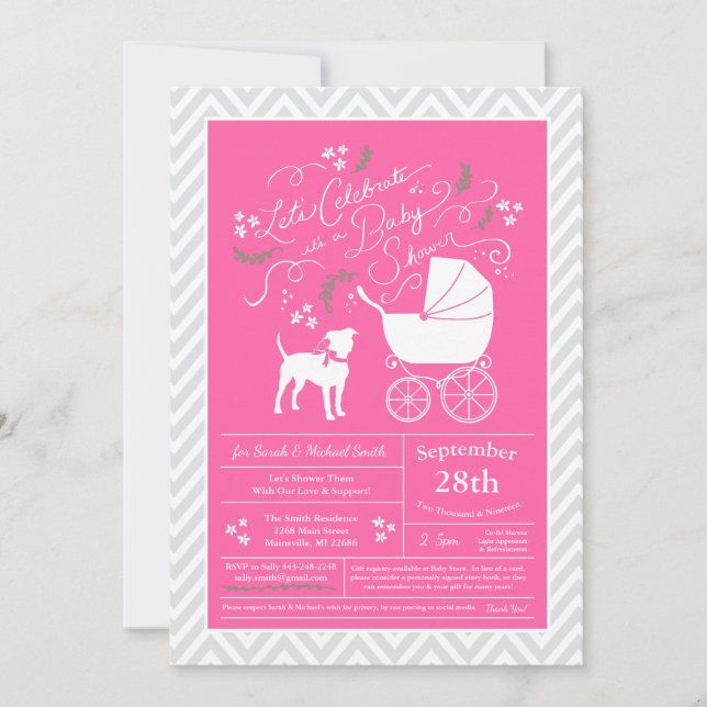 Invitación Ducha para bebés de perro de American Stafforshire (Anverso)