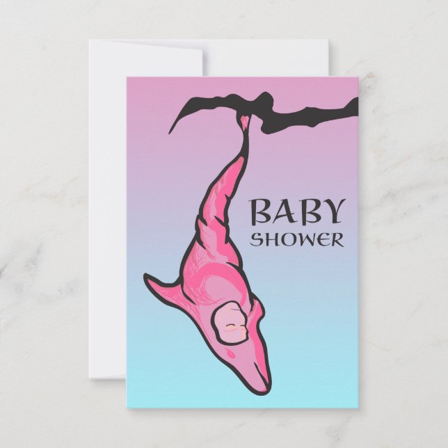 Invitación ducha para bebés (delfín coco) (Anverso)