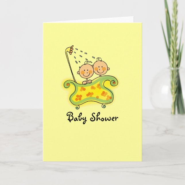 Invitación Ducha para bebés (gemelos) (Anverso)