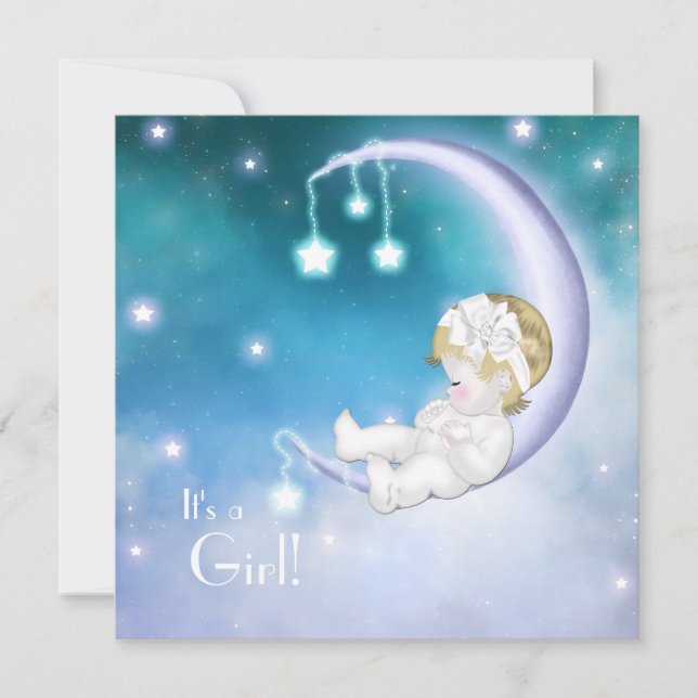 Invitación Ducha para Niña de Luna Morada (Anverso)