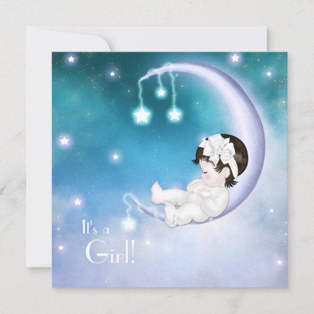 Invitación Ducha para Niña de Luna Morada (Anverso)