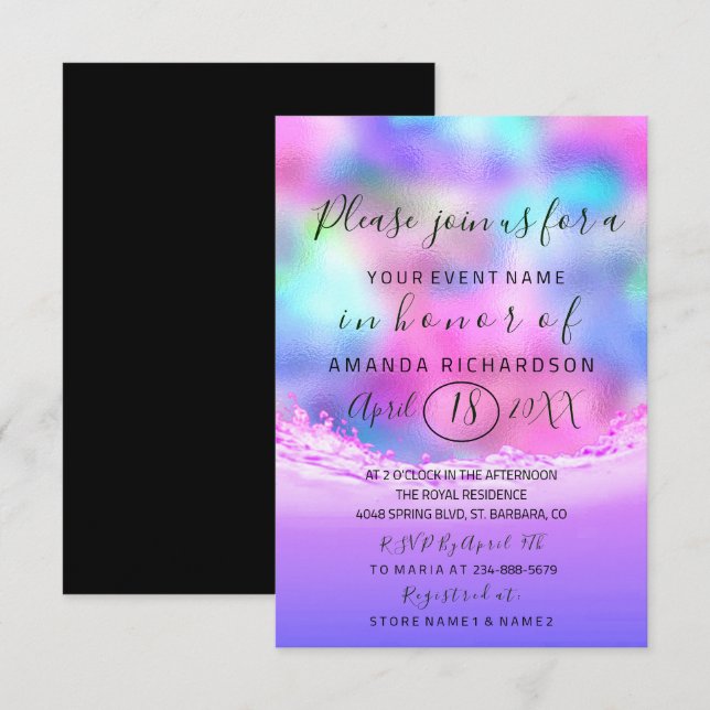 Invitación Ducha para novias Pasteles de olas rosadas Bubbles (Anverso / Reverso)