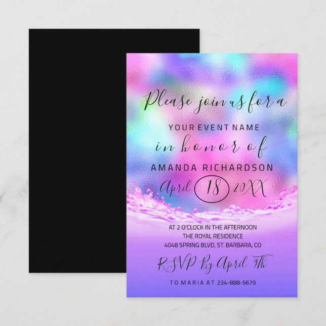 Invitación Ducha para novias Pasteles De Ondas Rosadas Sirena (Anverso / Reverso)