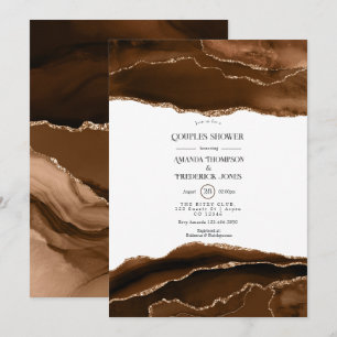 Invitación Ducha para parejas de ágata acuarela Desert Gold