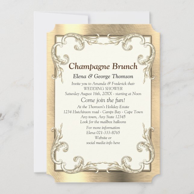 Invitación Ducha para parejas de papel de aluminio-oro-plata- (Anverso)
