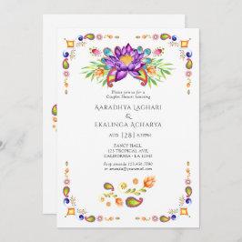 Invitación Ducha para parejas indias paisley Lotus Flower
