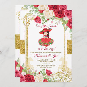 Invitación Ducha pareja Senorita Roses Roses Fiesta  