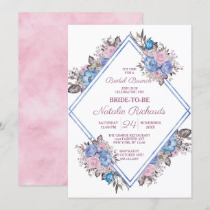 Invitación Ducha parisina de brunch con diamantes florales