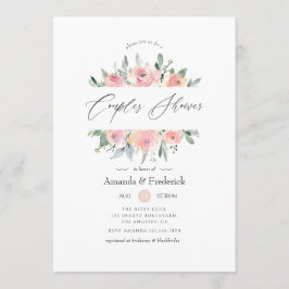 Invitación Ducha Pastel Rubor Pink Floral Couples