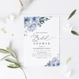 Invitación ducha polvorienta azul floral de novia