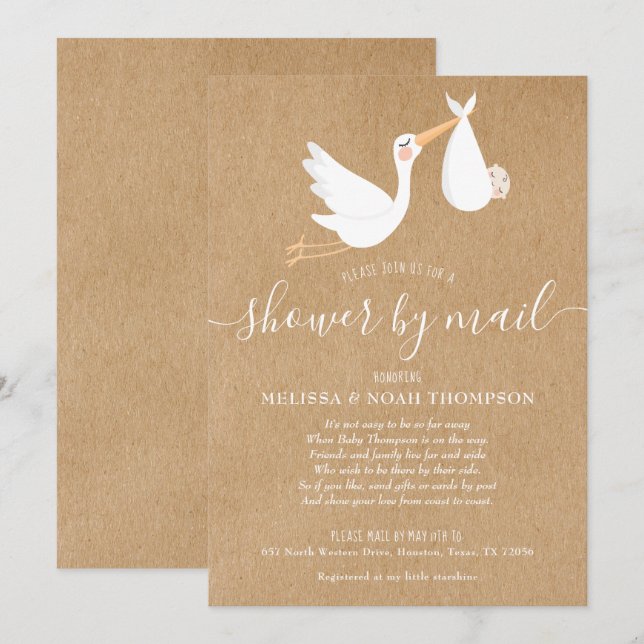 Invitación Ducha Por Correo A Distancia Sprinkle (Anverso / Reverso)