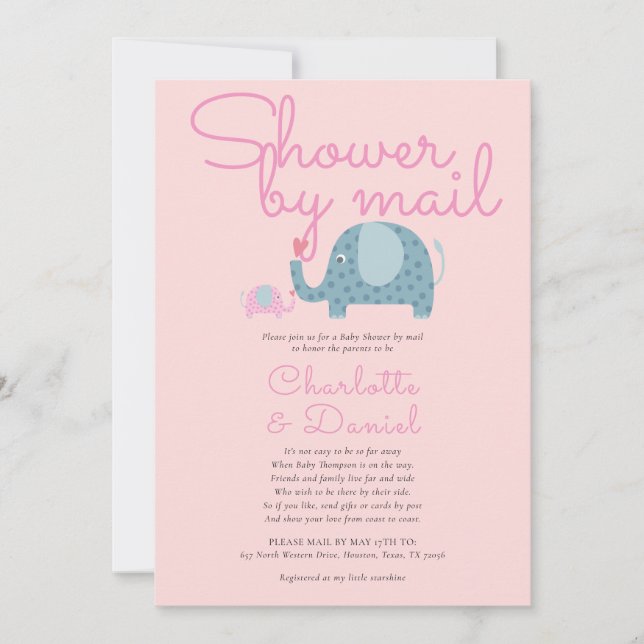 Invitación Ducha por correo a larga distancia (Anverso)
