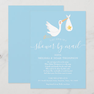 Invitación Ducha Por Correo a Larga Distancia Cigüeña Azul