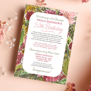 Invitación Ducha por correo acuarela Floral 50 cumpleaños