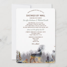 Invitación Ducha por correo acuarelaBosque bebé de venados de