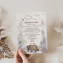 Invitación Ducha por correo acuarelaBosque bebé oso de Woodla