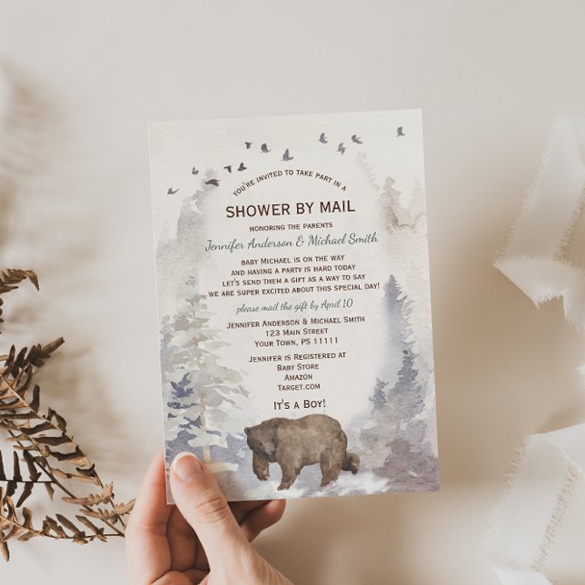 Invitación Ducha por correo acuarelaBosque bebé oso de Woodla (Subido por el creador)