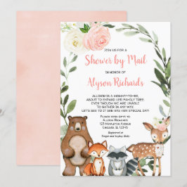 Invitación Ducha por correo chica florido de bosque ducha beb