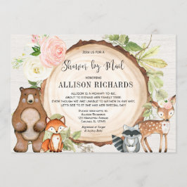 Invitación Ducha por correo chica leñosos animales de la zona