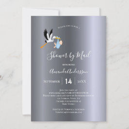 Invitación Ducha por correo cigüeñas bebé plata lindo