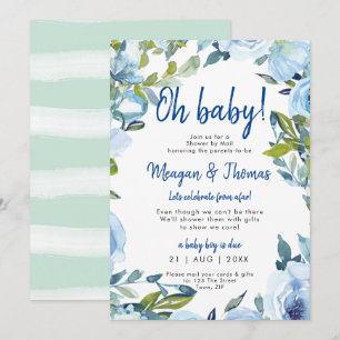 Invitación ducha por correo de la florida ducha bebé azul