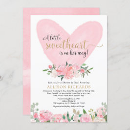 Invitación Ducha por correo Día de San Valentín dorado rosa c