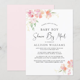 Invitación Ducha Por Correo Floral Pink Watercolor Bebé