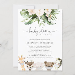 Invitación Ducha Por Correo Mascarada Bebé Safari Animales