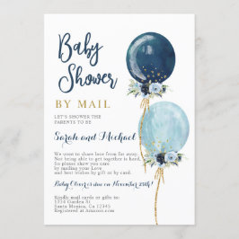 Invitación Ducha por correo niño globos azul marino