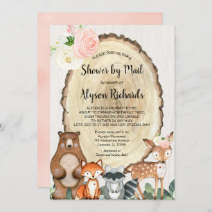 Invitación Ducha por correo rústico chica leña ducha bebé