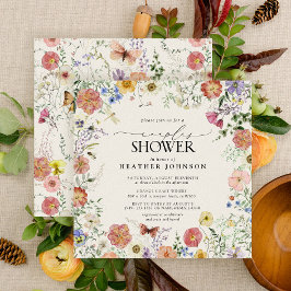Invitación Ducha Presionada De Parejas De Marco Floral De Flo