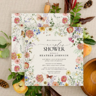 Invitación Ducha Presionada De Parejas De Marco Floral De Flo