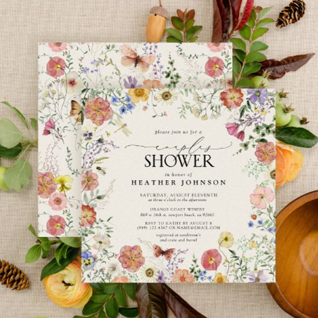 Invitación Ducha Presionada De Parejas De Marco Floral De Flo (Subido por el creador)