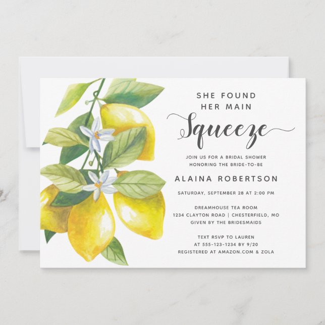 Invitación Ducha principal de brigada con limón (Anverso)