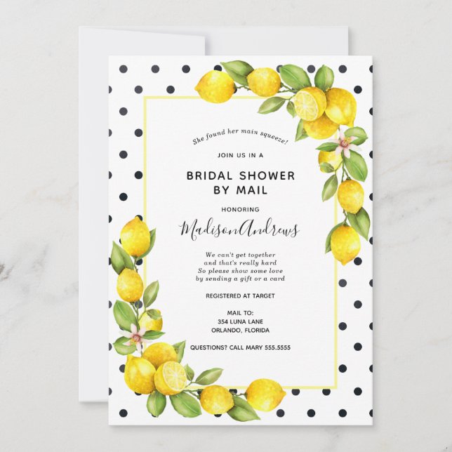 Invitación Ducha principal de la brigada con limón congelado  (Anverso)