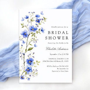Invitación Ducha real azul floral de novia