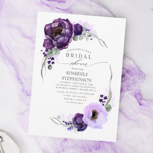 Invitación Ducha real de novias Boho Purple Floral