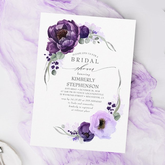 Invitación Ducha real de novias Boho Purple Floral (Subido por el creador)