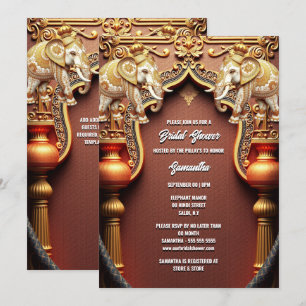 Invitación Ducha real de novias de elefantes indios hindúes