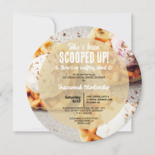 Invitación Ducha Redonda de Helado con Waffles en Forma de Co