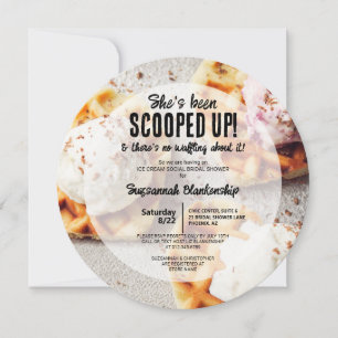 Invitación Ducha Redonda de Helado con Waffles en Forma de Co