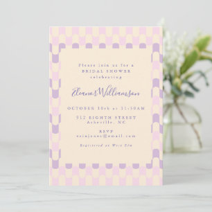 Invitación Ducha retro de novias cúrcuma rosa y morado
