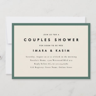 Invitación Ducha Retro de Parejas Verde Mínima A Mediados Del