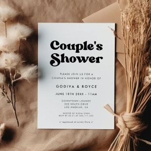 Invitación Ducha retro elegante en blanco y negro para pareja