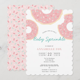 Invitación Ducha rociada de donut rosa
