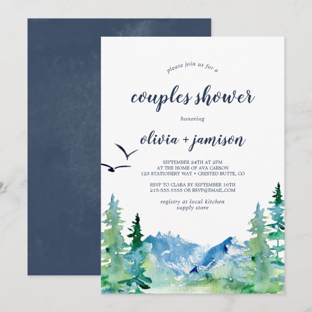 Invitación Ducha Rocky Mountain Couples (Anverso / Reverso)